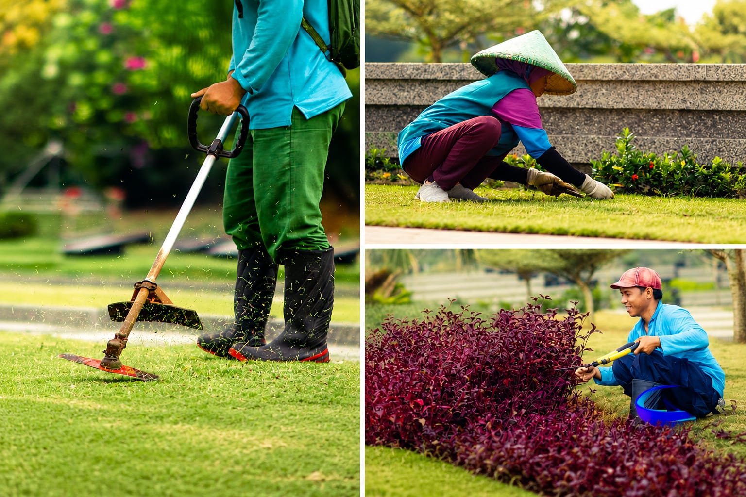 Tim merawat rumput dan taman